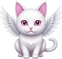 Whitecatangelwithwings emote for Discord