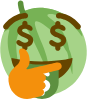MoneyHungryMelonCowboyThinking emote for Discord