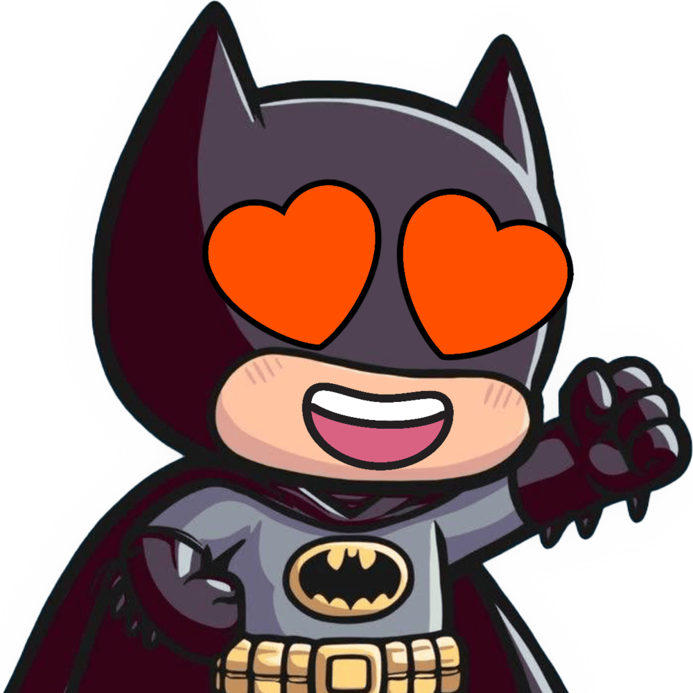 Batman_HeartOrangeEyes emote for Discord