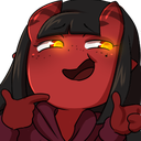 MeruTheSuccubusPointingSmug emote for Discord