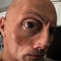 TheRockEyebrowRaiseZoomed emote for Discord