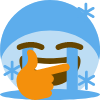 ThinkingFreezeSobHappy emote for Discord