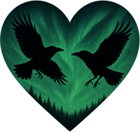 Greennightskyheartwithdarkravens emote for Discord