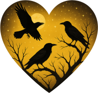 Yellownightskyheartwithdarkraven emote for Discord