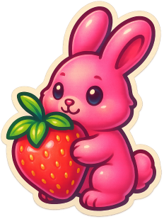 Pinkbunnyholdingstrawberry emote for Discord