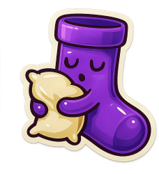 Purplesocksleeping emote for Discord