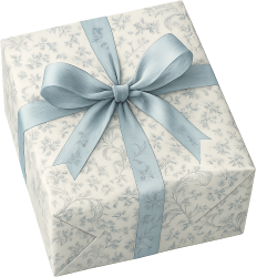 Whitebluefloralgiftbox emote for Discord