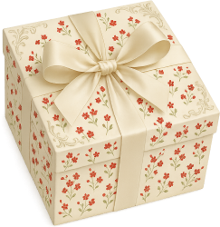 Whiteredfloralgiftbox emote for Discord
