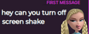 FirstTimeScreenshake static emote for Discord, Twitch and Slack